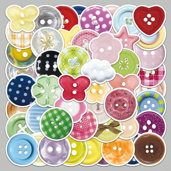 50 Ins Style Button Stickers Graffiti Stickers Diary Stickers DIY Stickers Notebook Stickers School Supplies Classroom Necessities School Decoration Back To School Season