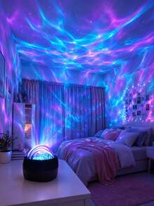 Aurora Galaxy Projector Light, 7-Color RGB Starry Night Light, USB 5V/1A Powered, Touch Control, Sound-Activated Rhythm Light, Create Dreamy Bedroom Atmosphere And Game Room Decor - Multicolor - View 10