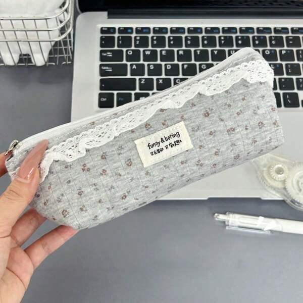 Floral Lace Pencil Case, Large Capacity Pencil Pouch, Vintage Highly Attractive Girls' Supplies Organizer, Back To School
