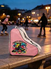 Fashion Graffiti Print Roller Skate Bag - Large Capacity Breathable Inline Skate Storage Bag With Adjustable Shoulder Strap And Waterproof Design, Portable Zippered Skating Equipment Handbag, Breathable Lightweight Skating Equipment Bag Suitable For Outdoor Street Skating, Park Training, Travel Fitness And Sports Roller Skating Rink Training, Roller Disco Skating Party And All Types Of Skating Enthusiasts (Teenagers, Men And Women) - Multicolor - View 6