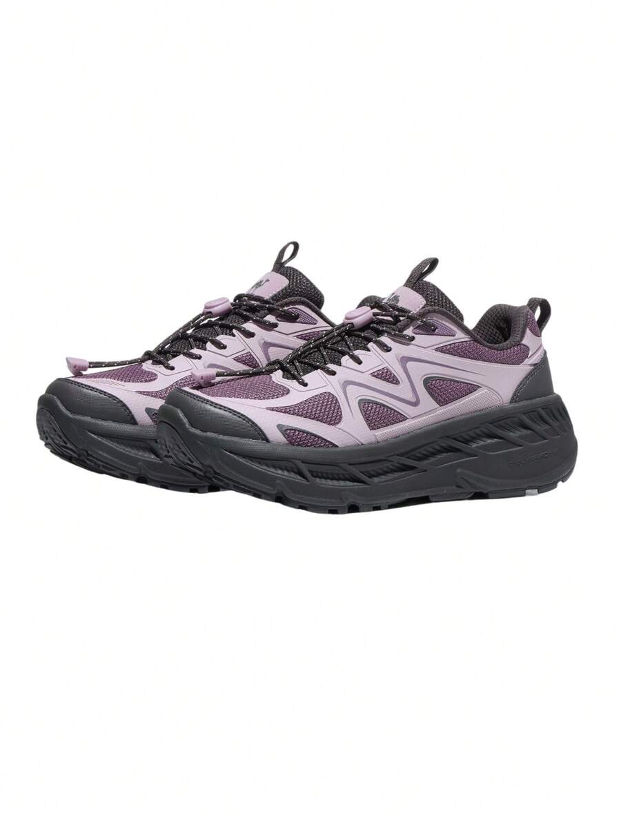 CAMEL CROWN Women's Sports Shoes, Jogging Sneakers, Cushioned Thick-Sole Height-Increasing Running Shoes - Pink Purple/Dark Coffee Brown - View 1