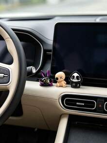 Dark Style Ghost Plush Black Cat Car Dashboard Ornament, Quirky Skeleton Rabbit Interior Decor, Cool Dark Aesthetic Combination Car Accessories, One-Eyed Black Cat Plush Doll Car Dashboard Ornament - Ghost Skeleton Cat - View 13