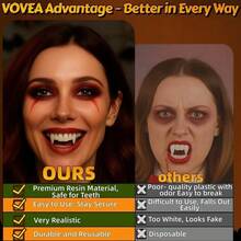 Vampire Teeth Vampire Fangs 3 Sizes (1.3, 1.5, 1.7) Halloween Vampire Fangs Suitable For Adult Cosplay With Adhesive Backing Vampire Accessories Costume Makeup Cosplay Teeth 3 Pairs With Adhesive Backing - Multicolor - View 2