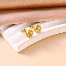 Stainless Steel 18K Gold Plated H Letter Necklace Bracelet Earrings Set Collarbone Chain - Gold - View 5