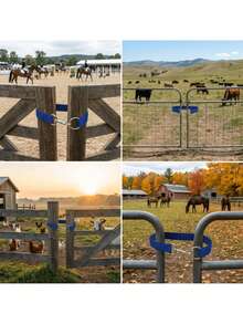 1個馬廄與牧場門閂，馬羊圈門鎖，單環套索繩門鉤，重型馬廄門栓，可調節尼龍織帶圍欄鎖，穀倉圍欄牲畜門安全緊固件 - A - 查看 6