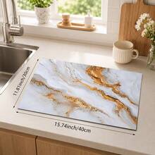 1 pieza Alfombrilla de drenaje de cocina de tierra de diatomeas con patrón de mármol, alfombrilla de secado rápido y antideslizante para cafetera y alfombrilla de secado de platos, adecuada para encimera de cocina y mesa de comedor - Multicolor - Ver 12