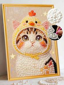 New Pearl Painting Cute Cat Pattern Design, DIY Pearl Painting Set, Suitable For Home Wall Decor Art, Applicable For Various Holiday Gifts, Perfect Ideal Handmade Gift - A - View 3