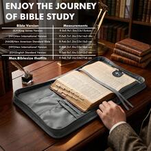 Vegan Leather Bible Cover Case, Bible Bag With Phone Pocket, Bible Case For Men Women, Christian Gift Box Packaging (Black And Brown) - Black - View 2
