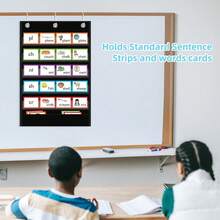 1pc Hanging Pocket For Storing Letters, Cards, Words And Sentence Strips, Durable Nylon Material Word Pockets With Extra Storage Pockets, With 3 Metal Holes, Suitable For School Home Office - A - View 5