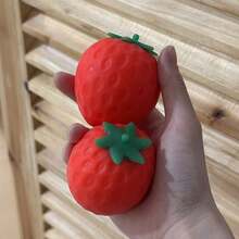 Tachimi 1pc Cute Realistic Strawberry Squishy Toy, Soft & Bouncy Sensory Stress Relief Toy, Suitable For Kids And Adults, Relieve Anxiety, Improve Daily Mood, Desktop Decoration, Party Favor, Ideal Holiday Gift - Multicolor - View 2