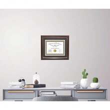 8.5x11-11x14mh.Gold Mahogany Diploma Frame With Gold Rim And Black Matting To Hold 8.5 By 11-Inch Graduation Certificate With Easel And Installed Hangers,45800063 - A - View 6