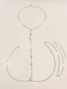 1pc Elegant Sexy Raindrop Chain Backless Necklace, Suitable For Women Any Occasion - Star - View 8