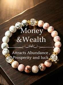 YAUKIA 8mm Elegant Pink Zebra Love Beaded Bracelet,Rhodonite, Money Wealth Luck, Boho Jewelry, Yoga Meditation For Beach Holiday Birthday Party Holiday Gifts - Multicolor - View 1