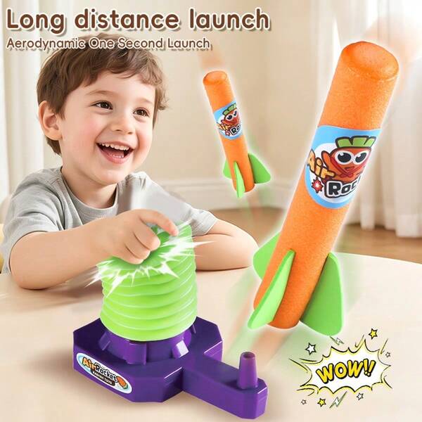 Kids Air Rocket Launcher: Press & Launch Foam Rockets! Soars High, Easy 2-Step Setup, Fit For Indoor/Outdoor Active Play - Fun Gift For Boys & Girls!