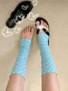 1 Pair Colorful Polka Dot Scrunchie Leg Warmers/Sleeves, 2-In-1 Wear, Summer Dopamine Sweet Girl Arm Warmers, Versatile Sun Protection - Multicolor - View 6