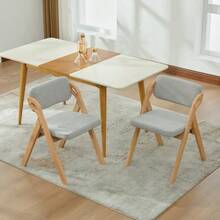 Solid Wood (Beech) Folding Chairs With Padded Seats, Stackable Dining Chairs, Suitable As Extra Seating For Kitchen, Office, Wedding, Party, Picnic - Grey - View 2