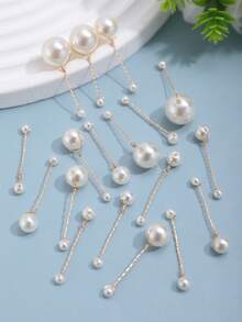 18pcs Multi Combination Faux Pearl Soft Hairpin, Suitable For Simple Headwear For Weddings, Daily Life, Parties, And Festivals - Gold - View 4