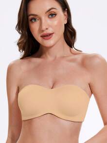 MELENECA Women's Strapless Bra For Large Bust Minimizer Unlined Bandeau With Underwire - Yellow - View 5