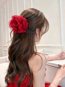 4件組女款甜美優雅網紗花朵髮夾，適合日常配戴與度假 - 彩色 - 查看 2