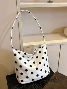 Polka Dot Print Magnetic Closure Underarm Small Bag, Niche Minimalist Versatile Women's Commuter Shoulder Bag, Lightweight Daily Outing Handbag, Gift Bag - Multicolor - View 11