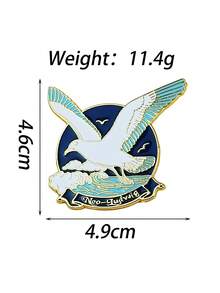 Blue Ocean Bird Brooch – Flying Seagull Wave Enamel Pin For Bag Jacket Accessories Gift - Multicolor - View 8