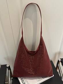 Bolso Tote Vintage con Estampado de Leopardo, Diseño de Gran Capacidad, Duradero y Resistente a Arañazos, Bolso de Hombro Versátil para Desplazamientos y Salidas Diarias - Rojo - Ver 7