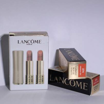 LANCOME Lipstick Set 273-274, Hydrating Matte Nude Pink Duo With Soft Blur Finish