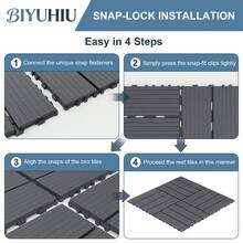 Interlocking Courtyard Deck Tiles Set | 12-Inch Weather-Resistant Plastic Outdoor Flooring | Suitable For Garden, Balcony, Poolside - Striped - View 5