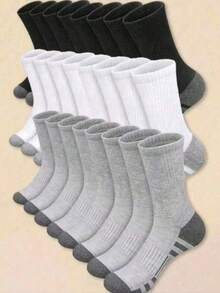 1/5/10/20 Pairs Men's Mid-Calf Socks, Moisture-Wicking, Breathable, Fashionable, Comfortable, Soft, Business & Sports - Multicolor - View 1