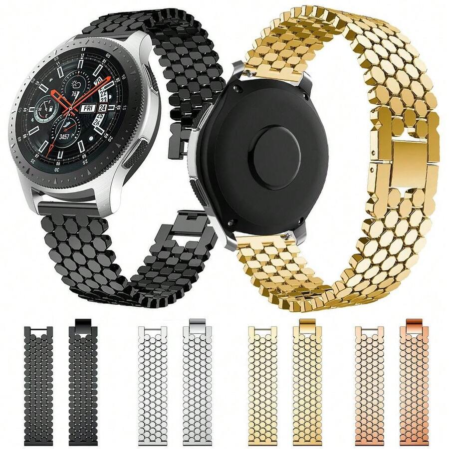 20mm XDfind Fish Scale Texture Metal Watch Band(Silver) - Black - View 1