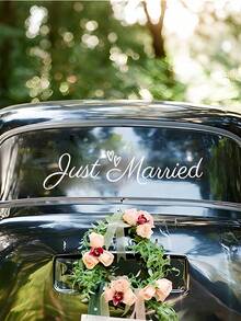 婚車貼紙 可愛新婚夫妻車窗貼紙 適合情侶 極簡波希米亞風 完美適用旅行 婚禮送客 新郎新娘蜜月 車用訂婚派對 新婚慶祝必備車飾 - 彩色 - 查看 7