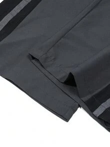 Men's Wide Leg Joggers, Fashionable Drawstring Loose Hem Comfortable Long Pants - Grey - View 4
