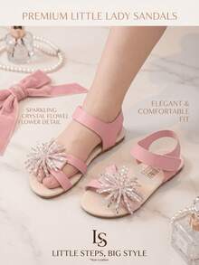 Water Drop Fireworks Girl Sandals, Summer Style, Hook And Loop Design, Pairs Well With Princess Dress To Enhance The Atmosphere - Pink - View 5