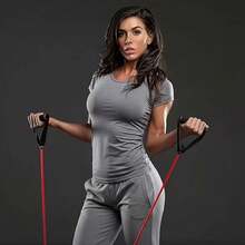 Resistance Band With Handles, Yoga Pull Rope, Elastic Fitness Training Tube, Suitable For Home Workout, Strength Training - A - View 6