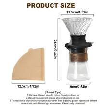 Pour Over Coffee Brewer Set, Includes Silicone Glass Filter With Switch, 17oz/500mL Transparent Glass Coffee Pot, 100pcs V02 Filter Paper, Suitable For Home, Cafe, Restaurant, Camping - Multicolor - View 2