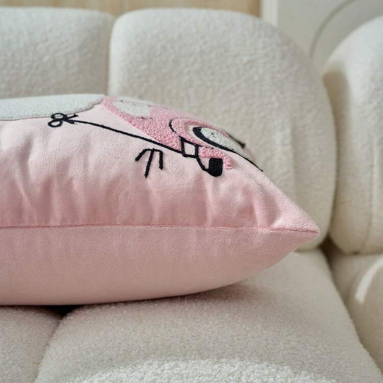 1pc Autumn Pumpkin Throw Pillow Cover, Velvet Embroidered Pillow Case, Suitable For Halloween Decor, Thanksgiving Decor, Home Decor - Pink - View 4