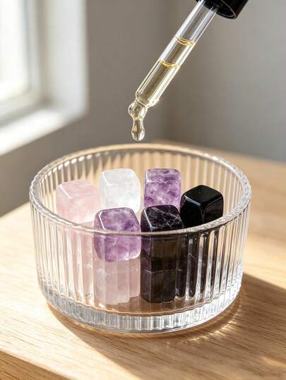 Cubo de cristal natural pulido, 4 colores Cuarzo rosa/Amatista/Cuarzo transparente/Obsidiana Piedra difusora curativa, Sets de 1/5/10 piezas para aromaterapia Reiki DIY