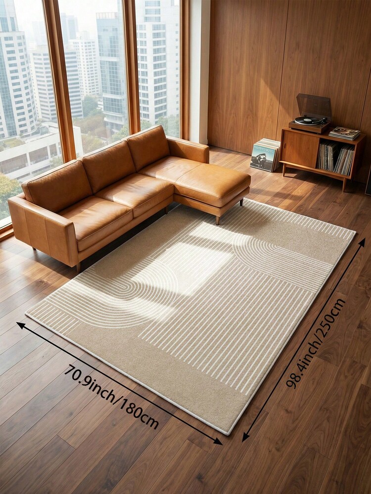 1pc Apricot Geometric Minimalist Living Room Rug, Suitable For Kitchen, Dining Room, Bedroom, Room Holiday Decor, Indoor/Outdoor, Office, Lobby, Anti-Slip Doormat, Bathroom Rug, Hallway, Study Gaming Area Rug - Apricot-1 - View 18