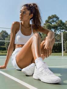 KUMPOO Training Sports Shoes Women'S Low Top Rotating Button / Anti-Slip & Shock Absorption / Lightweight Badminton Daily Wear Shoes/KH-D66 - White - View 4