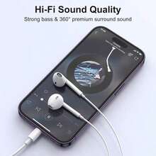 Wired Earphones With Lightning Connector, Wired EarPods With Lightning Connector, Wired Earbuds With Built-In Remote Control For Music, Calls And Volume Control, Compatible With IPhone 14/13/12/11/XR/XS/X/8/7/SE/Pro/Pro Max - White - View 7