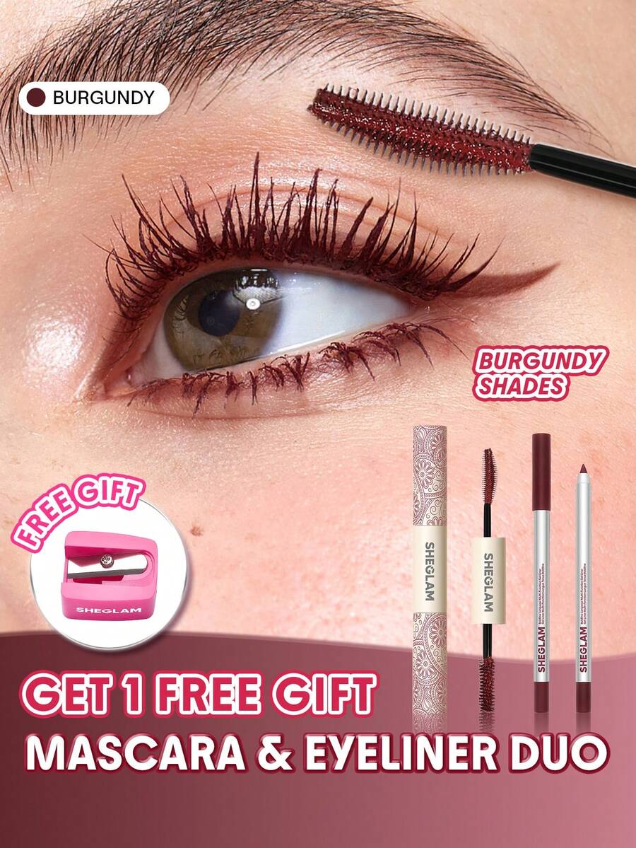 SHEGLAM [3Pcs] Bold Burgundy 防水睫毛膏和凝膠眼線筆套組 - 勃根地 - 查看 1