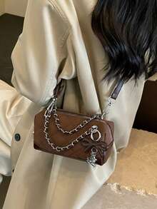 Women's New Spring Fashion Quilted Chain Handbag, Small Square Crossbody Bag, Versatile - Coffee - View 6