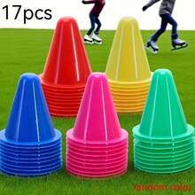 17 Colorful And Flexible Training Cones - Red, Yellow, Green, Blue, Pink (5 Colors Sent Randomly), Stackable Base For Enhanced Stability - Suitable For Indoor/Outdoor Sports, Skating Practice, Gym, Playground - Durable Plastic Material - Upgraded Version - View 7