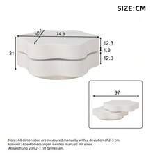 N625P300082083W) Flower-Shaped Coffee Table, 360° Rotating Tabletop, Rotating Living Room Table, Two-Tier Sofa Table, 2 Storage Surfaces, Recommended Total Load Capacity 30 Kg, MDF, Cream White - White - View 4