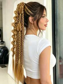 Trenzas de Burbuja Retorcidas de Colores Mixtos Hechas a Mano - Extensiones de Cabello Estilo Vacaciones para Mujeres, Versátiles para Todos los Tipos de Cabello 24 Pulgadas - Multicolor - Ver 7