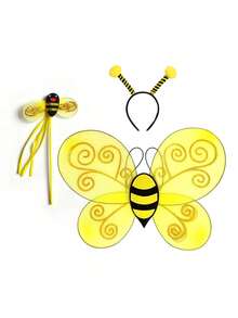 Halloween Multi-Piece Bee Costume Set, Unisex, Gold Sequin, Cute Bee Wings, Bee Headband Combo, Suitable For Holiday Dress-Up, Halloween, Stage Performance - Multicolor - View 13