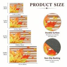 1pc Autumn Colorful Maple Leaf Pattern Diatomaceous Earth Kitchen Drain Mat, Quick-Drying Absorbent Non-Slip Coffee Machine Mat & Dish Drying Mat, Suitable For Kitchen Countertop And Holiday Home Decor - Multicolor - View 4