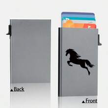 محفظة بطاقات معدنية بتصميم حصان جاري للرجال، علبة بطاقات عمل من الألومنيوم مع خاصية حجب RFID وفتح تلقائي، محفظة بطاقات - متعدد الألوان - مشاهدة 12