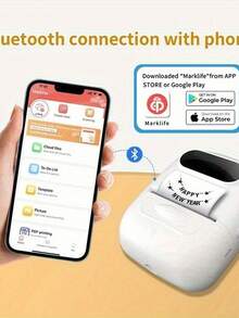 Marklife P50 White Inkless Label Maker, Mini Thermal Label Printer, Compatible With Home And Commercial Use, Suitable For Home Organization, Business, Barcode, QR Code, With 1 Roll 40x30mm (1.57x1.18in) Labels - P50 Milk Candy White + 1 Roll 40*30mm (1.57*1.18in) - View 12