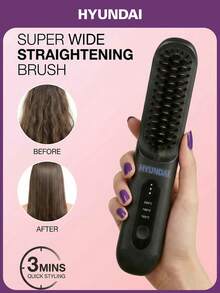 HYUNDAI 1pc New Portable Hair Straightener, Quick Straightening Tool, Smart Digital Display Precise Temperature Control. Long-Lasting Styling Without Damaging Hair, Dual Function For Straight & Curly Hair - Multicolor - View 1